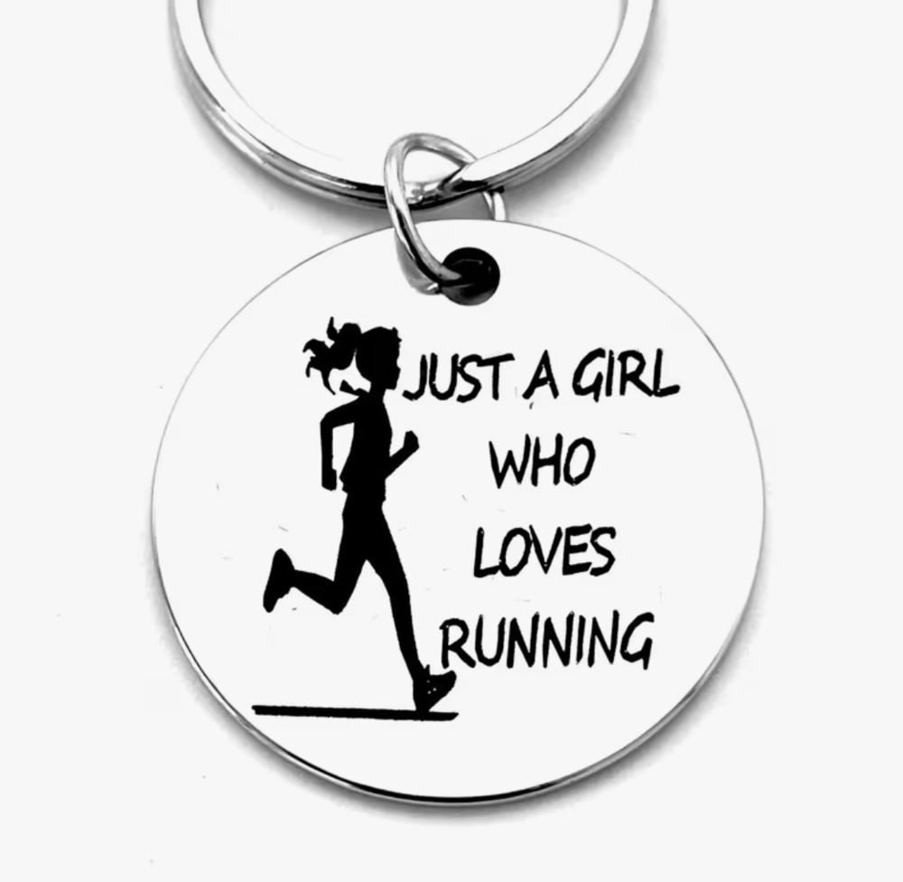 3/$25 Just A Girl Who Loves Running Stainless Steel Keychain NEW